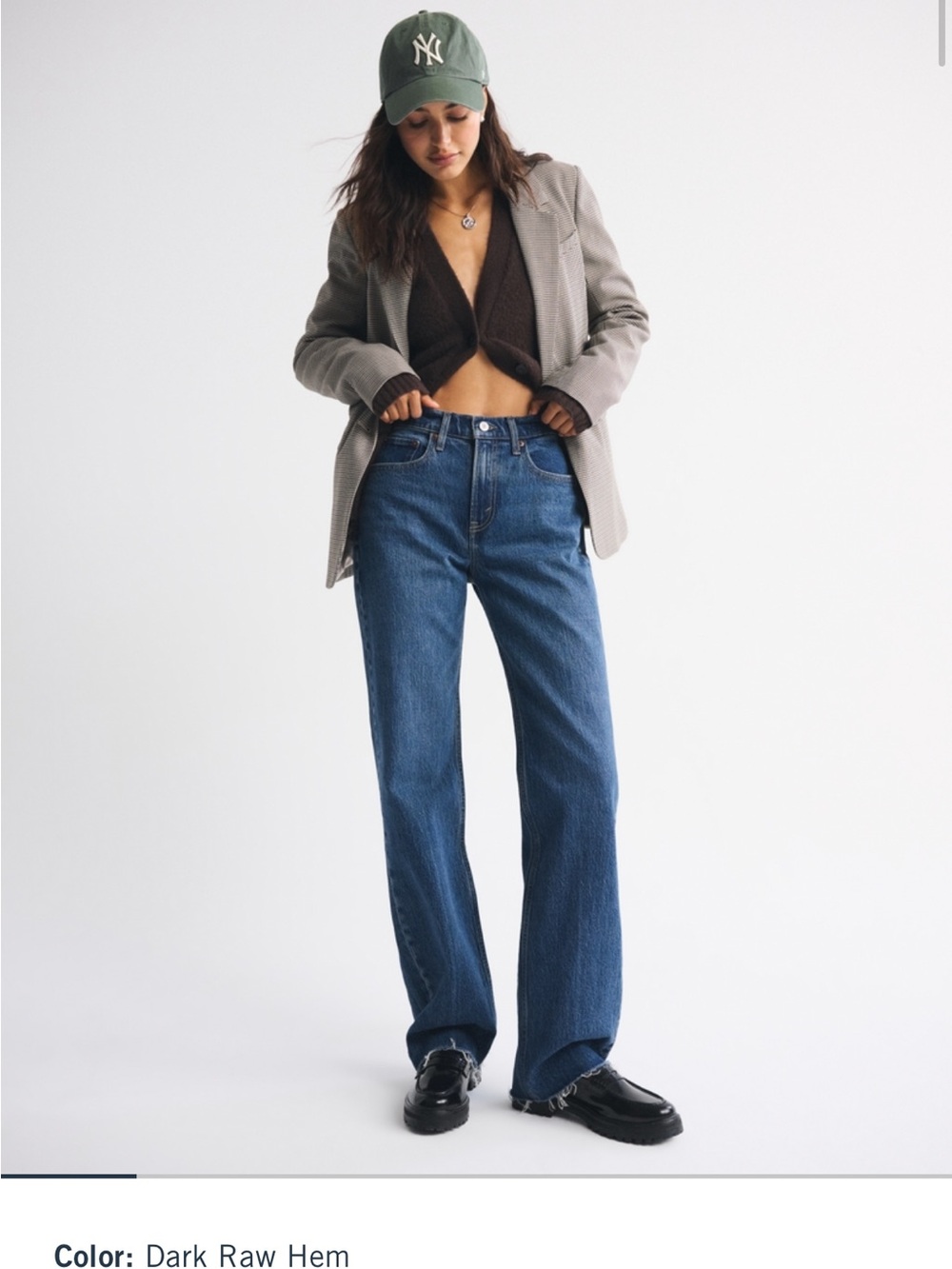 Abercrombie High Rise Relaxed Raw Hem Jean Size 25Long